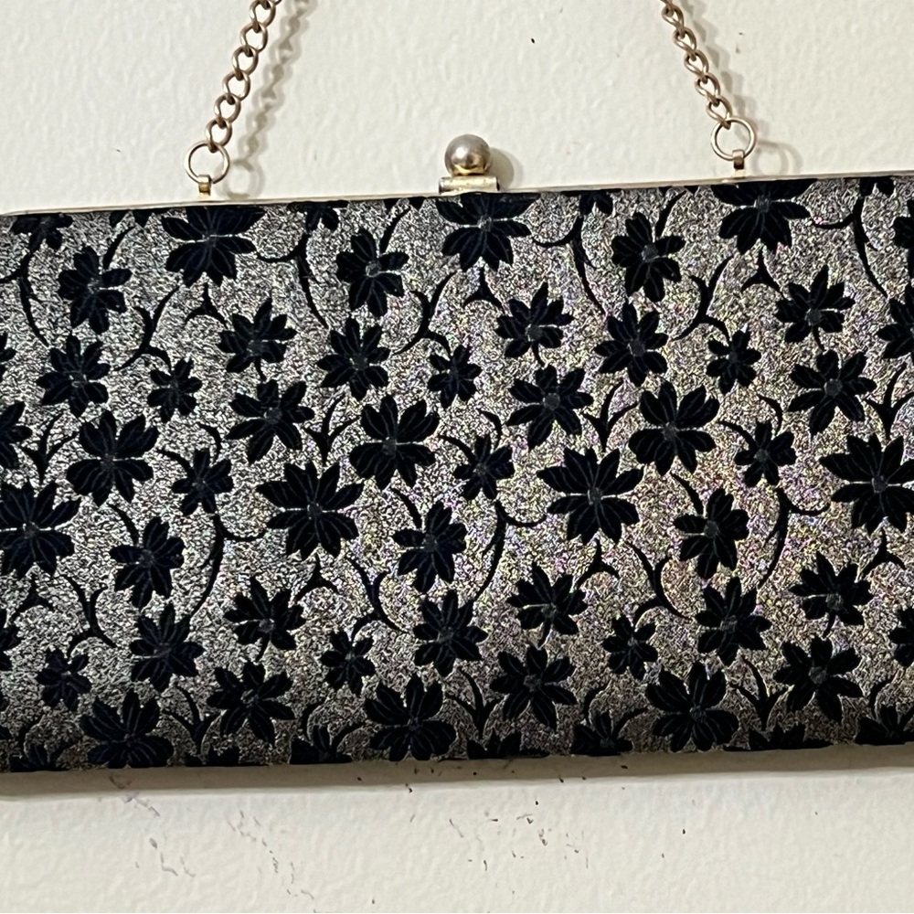 Elegant Black Floral Clutch, Handbag, Ladies Evening Bag